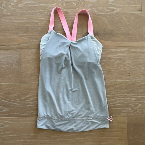 Lululemon Rest Less Tank Heathered Light Grey Wee Stripe - Picture 1 of 3